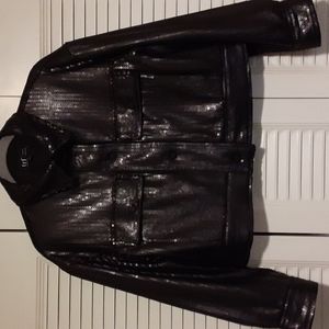 Zara Black Matte Sequin Cropped Boxy Jacket Size S